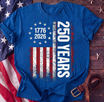 250 Years Betsy Ross Flag Tee — 1776–2026 Distressed Patriotic Shirt | Anniversary - TwoFiftyYears