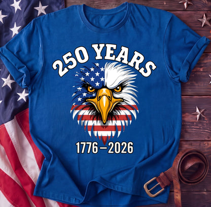 250 Years — Fierce American Eagle Face Tee | 1776–2026 Patriotic Shirt - TwoFiftyYears