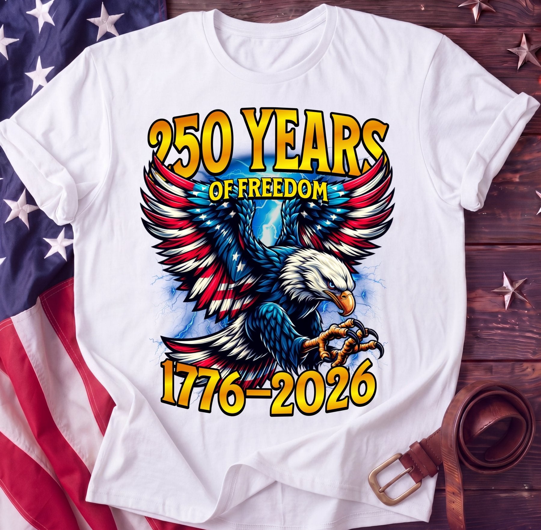 250 Years of Freedom — American Eagle Tee | 1776–2026 Patriotic Shirt - TwoFiftyYears
