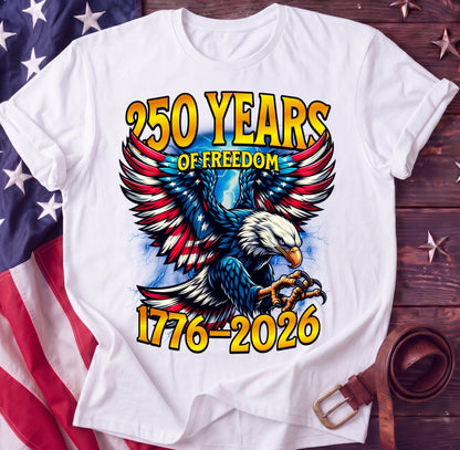 250 Years of Freedom — American Eagle Tee | 1776–2026 Patriotic Shirt - TwoFiftyYears