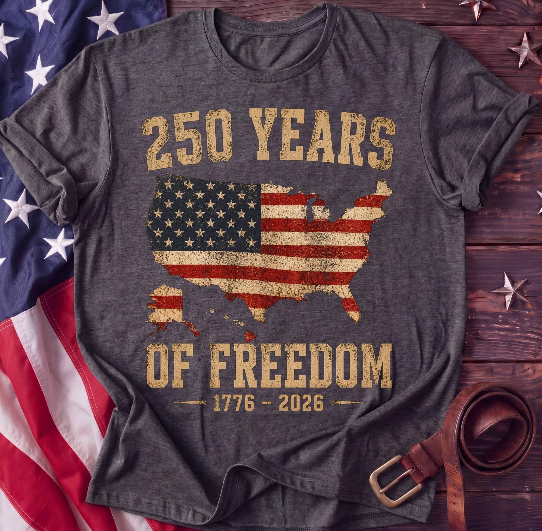 250 Years of Freedom Tee — USA Map Flag Shirt | 1776–2026 Patriotic Anniversary - TwoFiftyYears
