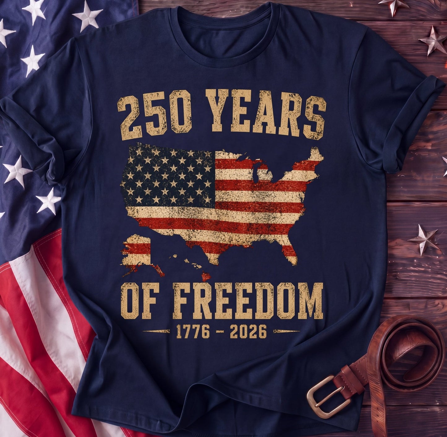250 Years of Freedom Tee — USA Map Flag Shirt | 1776–2026 Patriotic Anniversary - TwoFiftyYears