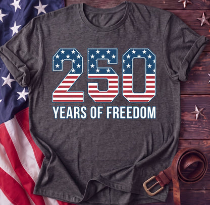 250 Years of Freedom Tee — Vintage Flag Typography | 1776–2026 Shirt - TwoFiftyYears