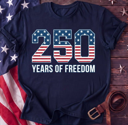 250 Years of Freedom Tee — Vintage Flag Typography | 1776–2026 Shirt - TwoFiftyYears