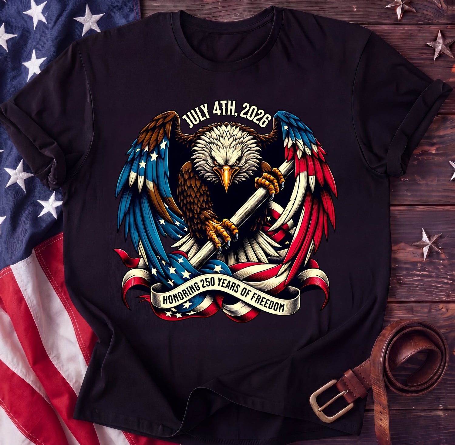 July 4th 2026 Tee — Honoring 250 Years of Freedom | America's Semiquincentennial Shirt - TwoFiftyYears